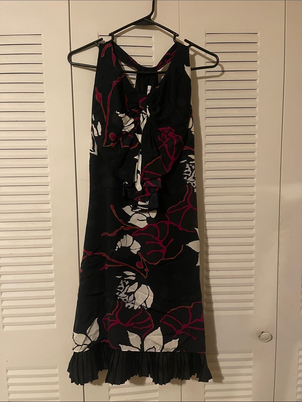 RED VALENTINO Black Floral Halter Dress with Pink and White Print. Very good. S